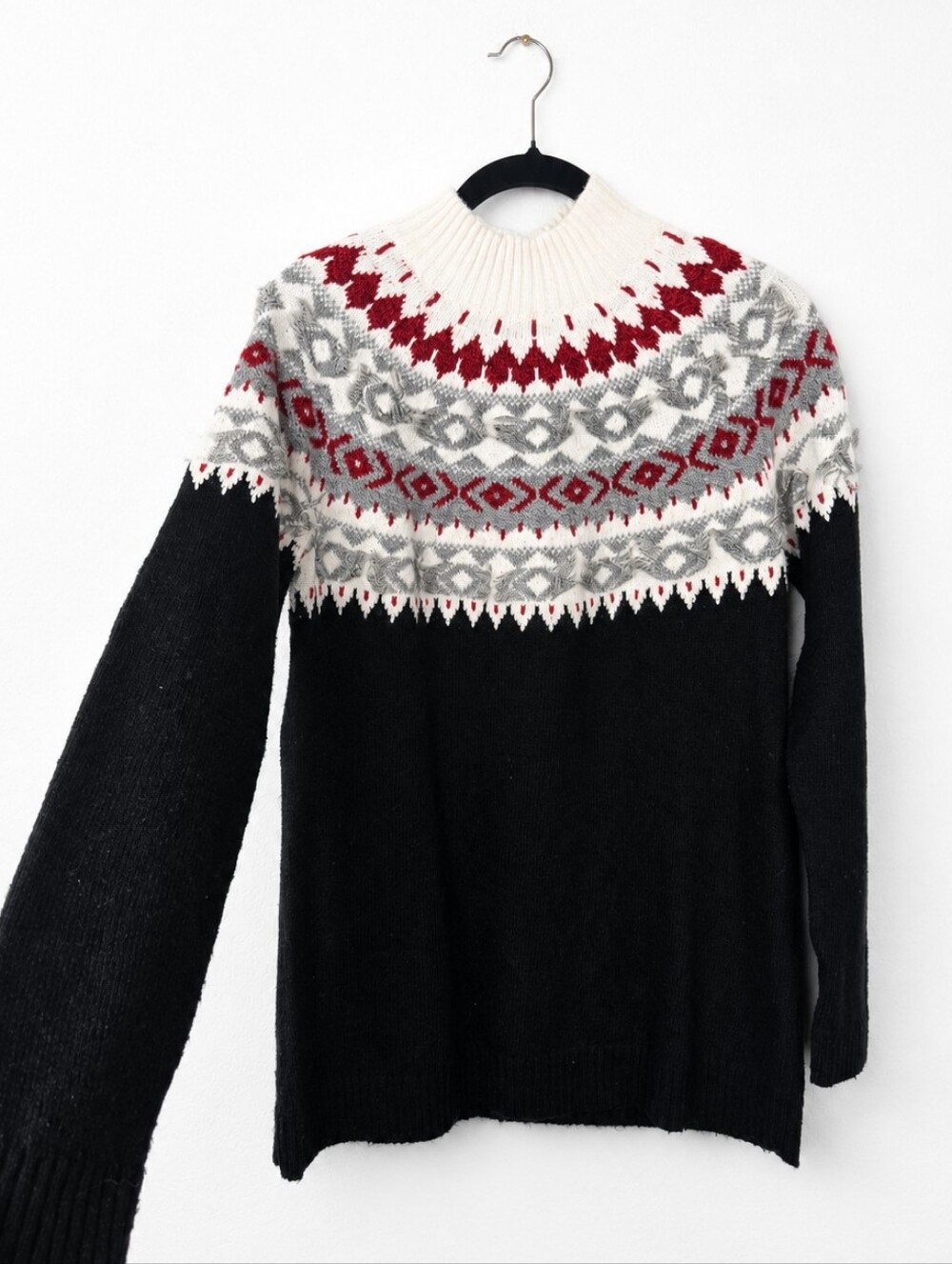 J.Jill Fair Isle Nordic Sweater Small Tall Mock Neck Winter Cottagecore Cozy